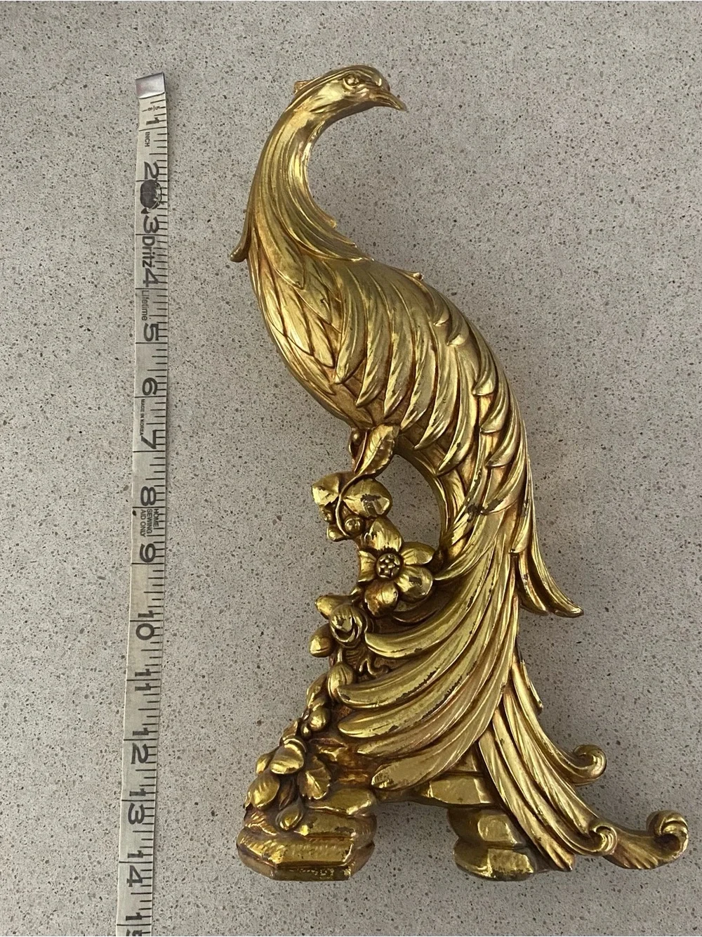 Vintage Syroco Gilt Gold Peacock Wooden Figurines Set of 2